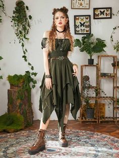 Dress Medieval, Fairy Outfit, Asymmetrical Hem Dress, Medieval Dress