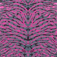 a pink and black animal print pattern on a gray background, with the image of a zebra's head in the center