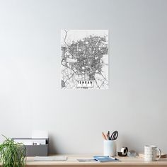 a black and white map of the city of trebera, italy poster print