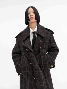 MO&Co. Women's Checked Wool Overcoat ​This piece is part of the MO&Co. and MÜNN designer collection, a limited capsule founded on the principles of special details and flamboyance. Experience the timeless look with this overcoat. Crafted from the finest quality wool for superior warmth and comfort, it features a classic double-breasted closure, a bespoke side large pocket and a timeless checked pattern. Its special details and sophisticated silhouette will keep you warm and looking stylish. Feat Wool Overcoat, Straight Cut, Designer Collection, Double Breasted, Bespoke, Plaid, Wool, Pattern