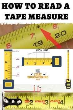 how to read a tape measure, read a tape measure How To Read A Tape Measure Tips, How To Read A Measuring Tape Ideas, Reading A Tape Measure, Reading Tape Measure, Reading Measurements Tape Measure, How To Use A Tape Measure, How To Read A Ruler, How To Read A Tape Measure, Tape Measure Reading