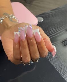 Quartz Nails, Duck Nails, Baddie Nails, French Tip Acrylic Nails, Acrylic Nails Coffin Pink, Unique Acrylic Nails