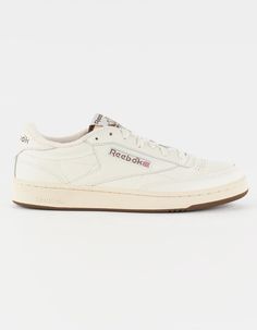 REEBOK Club C 85 Vintage Shoes - OFF WHITE | Tillys Reebok Sneakers Outfit, Club C 85 Vintage Shoes, Reebok Club C 85 Vintage, Reebok White Sneakers, Club C 85 Vintage, Guys Fashion Casual, Chino Pants Women, Reebok Club C 85, Shoes Reebok