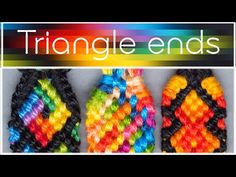 three different types of rainbow loom bracelets with the words triangle ends on them