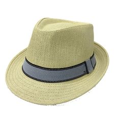 - Size: S/M, L/Xl. - Color: Cream Blue Casual Cream Fedora Panama Hat, Casual Blue Fedora For Summer, Casual Cream Fedora For Vacation, Casual Cream Fedora For Beach, Casual Cream Fedora For The Beach, Khaki Short Brim Hat For Summer, Casual Beige Panama Hat With Flat Brim, Casual Beige Fedora Sun Hat, Casual Khaki Sun Hat For Summer