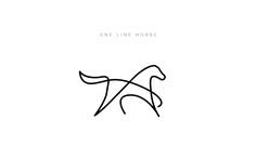 the logo for one line horse, which is drawn in black ink on a white background