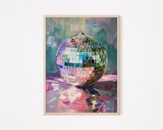 an abstract painting of a disco ball