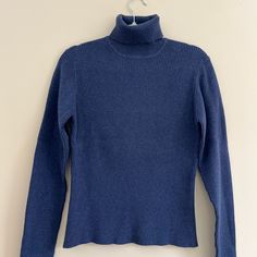 Rich Blue Ribbed Turtleneck Sweater Cotton/ Spandex Blend Nwt Navy Fitted Sweater For Fall, Winter Ribbed Blue Tops, Winter Blue Ribbed Tops, Navy Fitted Sweater For Winter, Elegant Blue Ribbed Sweater, Blue Fitted Elegant Sweater, Fitted Elegant Blue Sweater, Elegant Fitted Blue Sweater, Blue Fitted Sweater For Fall