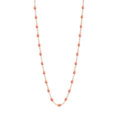 Gigi Clozeau - Classic Gigi Saumon necklace, Rose Gold, 17.7 Fire Necklace, Classic Necklace, The South Of France, Yellow Gold Chain, Resin Beads, Celebration Of Life, Long Necklace, Or Rose, Gold Chains