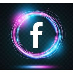 the facebook logo with colorful lights on a dark background, it appears to be an abstract circular