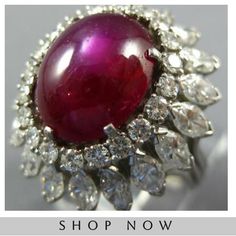 ESTATE EXTRA LARGE PLATINUM COCKTAIL RING. 3D BALLERINA DESIGN. DIAMONDS ARE EF COLOR, VVS-VS CLARITY 4.80 CARATS. AAA STAR RUBY IS 5.0 CARATS. RING SIZE 5. WRITTEN APPRAISAL AVAILABLE. Appraisal Certificate. Antique Amethyst Jewelry, Antique Ruby Ring, Ballerina Design, Ballerina Ring, Cocktail Watch, Ruby Jewel, Antique Finds, Timeless Ring, Jewels Rings