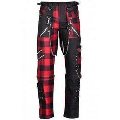 Gothic Outfits Men, Emo Pants, Gothic Trousers, Emo Outfit, Checked Pants, Gothic Pants, Checked Trousers