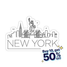 new york sticker with the statue of liberty on it and 50 % off sale