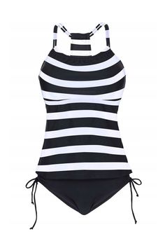 Sport two piece tankini set featuring a scoop neck tank swim top in stripe printed, detachable pad cups, double shoulder straps and racerback design, matching with a regular fit bikini bottom in solid color and tie-strings at sides.Size Guide:Size (in)USBustWaistS4-63533M8-103735L12-143937 Tankini Swimsuit, Tankini Set, Tankini Swimsuits, Woman Beach, Mongolia, Side Stripe, Botswana, Two Piece Set, Stripe Print