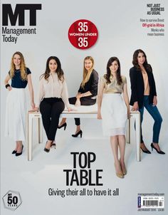 the cover of mtt magazine featuring three women sitting at a table with their legs crossed