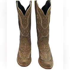 Stylish Tan Western Boots With Intricate Embroidery. Perfect For Any Occasion. Tan Western Boots, Intricate Embroidery, Western Boots, Shoes Boots, Shoe Boots, Women Shoes, Embroidery, Boots, Women Shopping