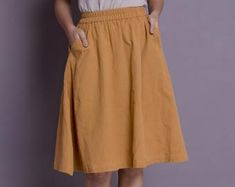 Midi Linen Skirt Skirt with Pockets Linen skirt for women | Etsy Long Linen Skirt, Casual Linen Pants, Midi Skirt With Pockets, White Linen Dresses, Womens Skirts, Linen Casual, High Waisted Flares, Skirt With Pockets, Black Midi Skirt