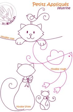 a drawing of a cat with hearts on it's tail and the words pets appliques