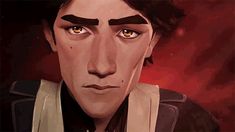 an animated image of a man with brown eyes and black hair, wearing a star wars uniform