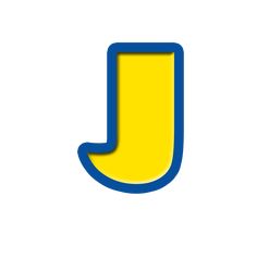 the letter j is blue and yellow