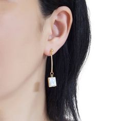 Square stone clip on earrings dangle. long asymmetric white marble invisible clip on earrings. gold clip earrings, non pierced earrings🌟MiyabiGrace shop home. More invisible clip on earrings: click here   https://www.etsy.com/shop/MiyabiGraceDetails◆Length:1 7/9 inches (4.5 cm)◆Weight:4 g (0.14 oz)◆Stone: Faux White Stone◆Shape: Square★Payment: PayPalYou can checkout without PayPal account. You can use your credit card though PayPal for payment.  https://www.etsy.com/listing/493072802/how-to-co Dainty White Linear Single Earring, White Minimalist Single Clip-on Earring, Minimalist White Single Clip-on Earring, White Single Dangle Clip-on Earring, White Minimalist Dangle Linear Earrings, Minimalist White Dangle Linear Earrings, Minimalist White Linear Long Drop Earrings, Square Payment, Non Pierced Earrings