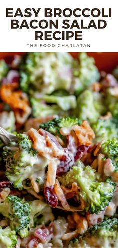 the broccoli bacon salad is ready to be eaten