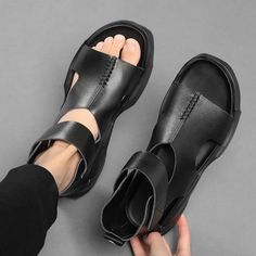 Soft Sandals, Sandals Comfortable, Mens Leather Sandals, Genuine Leather Sandals, Outdoor Sandals, Retro Mode, Men's Sandals, Outdoor Men