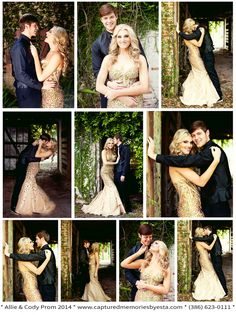 a collage of photos with people dressed in formal wear