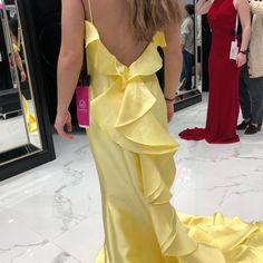 Yellow Sherri Hill Prom Dress. Altered To 5’ Daughter. Added Clip To Bustle Train. Sherri Hill Prom Dress, Dresses Yellow, Prom Dress Color, Sherri Hill Prom, Prom Dresses Yellow, Sherri Hill Prom Dresses, Sherri Hill Dresses, Sherri Hill, Yellow Dress