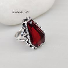 Welcome to our shop 925silverGems22 Description:- Style:- Band Advantages of Garnet Ring:- Garnet is an excellent gemstone to regulate blood circulation in the body. It has the property to reduce the chances of hemorrhages and inflammation while stimulating the hemoglobin count. Being related to the root chakra, Garnet detoxifies the blood and keeps the heart healthy.   Occasion:- Anniversary Gift, Birthday Gift, Wedding Gift, Gift Ring, Valentine's Gift, Engagement Gift, New Year Gift, Christma Silver Octagon Ring For Gift, Octagon Sterling Silver Gemstone Ring, Octagon Hallmarked Ring For Gift, Hallmarked Octagon Rings For Gifts, Silver Sterling Silver Octagon Ring, Sterling Silver Ring In Octagon Shape, Sterling Silver Octagon Promise Ring, Faceted Sterling Silver Crystal Ring Gift, Faceted Ruby Ring In Sterling Silver For Gift