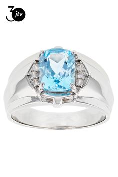 3.40ct Rectangular Cushion Glacier Topaz��� And .23ctw Round White Zircon, Rhodium Over Sterling Silver Mens Ring. Measures approximately .54"L x .56"W.  Not sizeable. Accent Stones Primarily Zircon. Silver Mens Ring, Rectangular Cushion, Sterling Silver Mens Rings, Sky Blue Topaz, Mens Silver Rings, Mens Ring, Sterling Silver Mens, Blue Topaz, Sky Blue