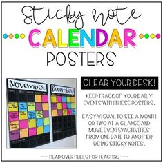 a poster with the words sticky note calendar posters