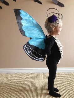 The {Paper} Butterfly Costume : 5 Steps (with Pictures) - Instructables Toddler Butterfly Costume, Butterfly Costume Kids, Diy Butterfly Costume, Butterfly Wings Costume, Bug Costume, Cardboard Costume, Butterfly Costume, Wing It, Egg Cartons