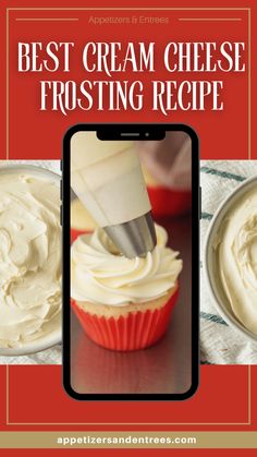 the cover of an appetizer's guide to best cream cheese frosting recipe