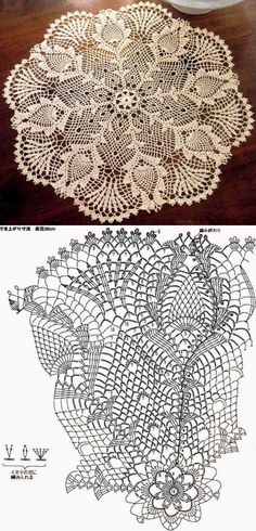 two pictures showing the same doily as they are