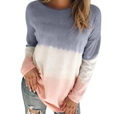 Casual O-Neck Print Pullover Striped Sweatshirt for Women Long Sleeve Loose Blouse, Long Sweaters For Women, Crop Top Hoodie, Long Sleeve Jumper, Loose Blouse, Cardigan Sweaters For Women, Sweater Design