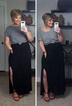 Plus-koon Muoti, Maxi Dress Outfit, Maxi Skirt Outfits, Mode Casual, Curvy Girl Outfits, Black Maxi, Curvy Outfits, Look Plus, Looks Style