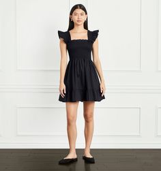 Meet the Nap Dress®.  It’s our signature garment; soft, comfortable, and pretty enough to wear all day and night. The Elizabeth is an A-line Nap Dress® with elasticated smocking, ruffled shoulders, a mini-length skirt (now two inches shorter), and pockets. It’s a shorter version of our bestselling Ellie Nap Dress®. Fitted Mini Dress With Smocked Bodice And Ruffle Sleeves, Daywear Smocked Mini Dress With Ruffle Hem, Casual Dresses With Elastic Shoulders For Daywear, Casual Ruched Mini Dress With Ruffle Sleeves, Casual A-line Mini Dress With Smocked Bodice, Chic Smocked Mini Dress For Daywear, Casual Mini Dress With Smocked Back And Flutter Sleeves, Chic Mini Smocked Dress For Daywear, Casual Mini Dress With Smocked Back And Ruffle Sleeves