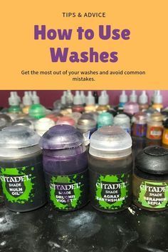 several different types of washes sitting on top of a counter with the title tips & advice how to use washes