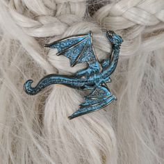 Dragon Hair Accessories, Dragon Hair Clip, Dragon Shifter, Dragon Hair, Game Of Throne, Gold Dragon, Dragon Lover, Dragon Jewelry, Blue Dragon