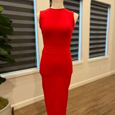 New Red Midi Dress Red Midi Dress For Date Night, Knee-length, Red Knee-length Midi Dress For Date Night, Chic Red Bodycon Dress, Red Midi Dress For Night Out In Spring, Red Midi Length Dress For Night Out, Red Fitted Midi Dress For Date Night, Chic Red Sheath Bodycon Dress, Red Sleeveless Midi Dress For Night Out, Chic Red Bodycon Dress For Date Night