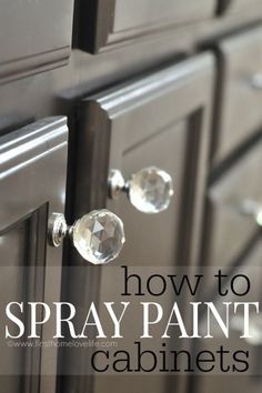 an image of how to spray paint cabinets with crystal knobs on the front door