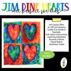 an art project for kids that includes four hearts and the words,'jam dine hearts