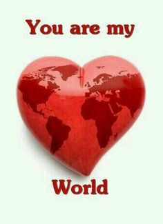 a red heart with the words you are my world on it