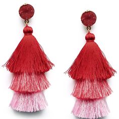 Red Ombr Tassle Woman’s Druzy Earrings *Nwt* Red Ombr Color ( Alternative Plain Red Color) Keep Sake Box Included Trendy Dangle Tiered Affect Lightweight And Comfortable Material: Alloy, Druzy Stones, Tassel Thread Weight: 0.45oz/12.7g Length: 3.15" (8.0cm)/3.42" (8.7cm) Jewelry Valentines Day, Layered Fringe, Holiday Earrings, Beaded Tassel Earrings, Long Tassel Earrings, Tassels Fashion, Red Ombre, Druzy Earrings, Tassel Drop Earrings