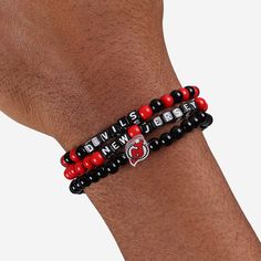 A whole new way to rep the team in style is here. Step up your fan fashion sense with this New Jersey Devils 3 Pack Beaded Friendship Bracelet. These matching friendship bracelets have an all-over team-colored design and team logo displays, which makes them the perfect way to show your support for the New Jersey Devils on gamedays and every day in between. Every bead bracelet design is the perfect addition to your outfit, whether you’re heading to the game, watching at home, or just hanging out Casual Personalized Beaded Bracelets For Fans, Game Day Black Wristband With Letter Beads, Casual Adjustable Wristband For Fan Merchandise, Casual Game Day Wristband With Letter Beads, Casual Team-colored Beaded Bracelets For Sports Events, Casual Beaded Bracelets In Team Colors For Sports Events, Casual Red Beaded Bracelet For Sports Events, Casual Round Beads Bracelets For Sports Events, Push Pin Art