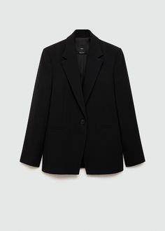 Straight-fit suit blazer - Women | MANGO USA Blazer Suit Women, Structured Blazer, Sequin Midi Skirt, Massimo Dutti Women, Cold Weather Outfits, Fitted Suit, Total Look, Oversized Blazer