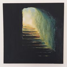 an abstract painting of stairs leading to the light