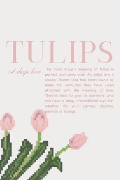 a cross stitch pattern with tulips in the center and text that reads tulips