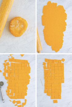 four pictures showing the process of making pumpkin pies